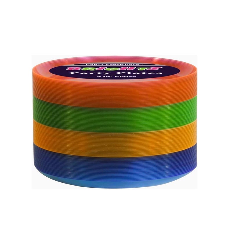 Party Essentials Hard Plastic 9-Inch Round Party/Luncheon Plates, Assorted Neon, 40-Count - Image 5